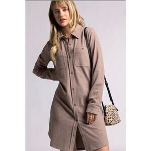 Thread & Supply Leslie Dress Clove Heather Button Front Super Soft Size Large